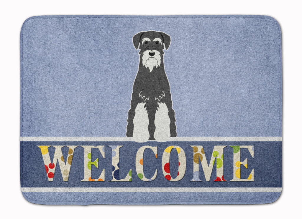 Standard Schnauzer Salt and Pepper Welcome Memory Foam Kitchen Mat Machine Washable Anti-Fatigue Cushion Comfort Bath or Kitchen Rug