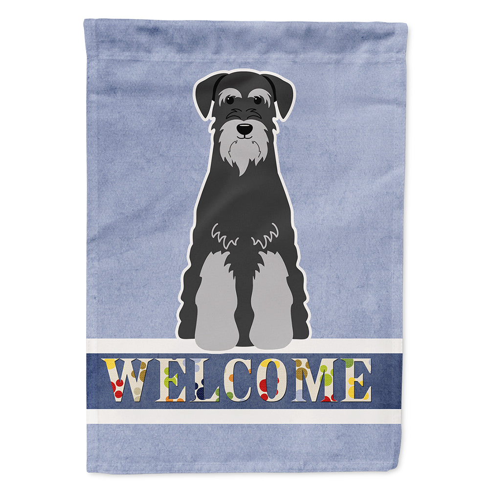 Standard Schnauzer Black Grey Welcome House Flag 28x40 Porch Sleeve Pole Decorative Outside Yard Banner Artwork Wall Hanging, Polyester