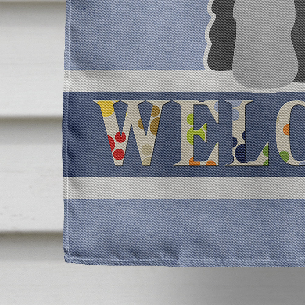 Standard Schnauzer Black Grey Welcome House Flag 28x40 Porch Sleeve Pole Decorative Outside Yard Banner Artwork Wall Hanging, Polyester