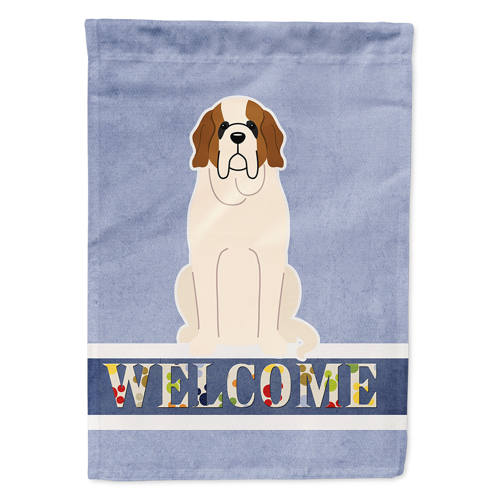 Saint Bernard Welcome House Flag 28x40 Porch Sleeve Pole Decorative Outside Yard Banner Artwork Wall Hanging, Polyester