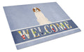 Saint Bernard Welcome Cutting Board Tempered Glass Kitchen Cutting Surface, Heat Resistant Chopping, Non-Slip Feet, Food Prep & Serving