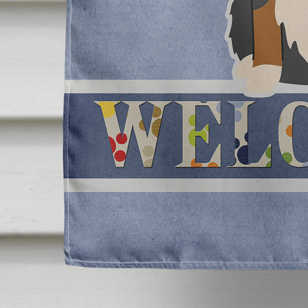 Bernese Mountain Dog Welcome House Flag 28x40 Porch Sleeve Pole Decorative Outside Yard Banner Artwork Wall Hanging, Polyester