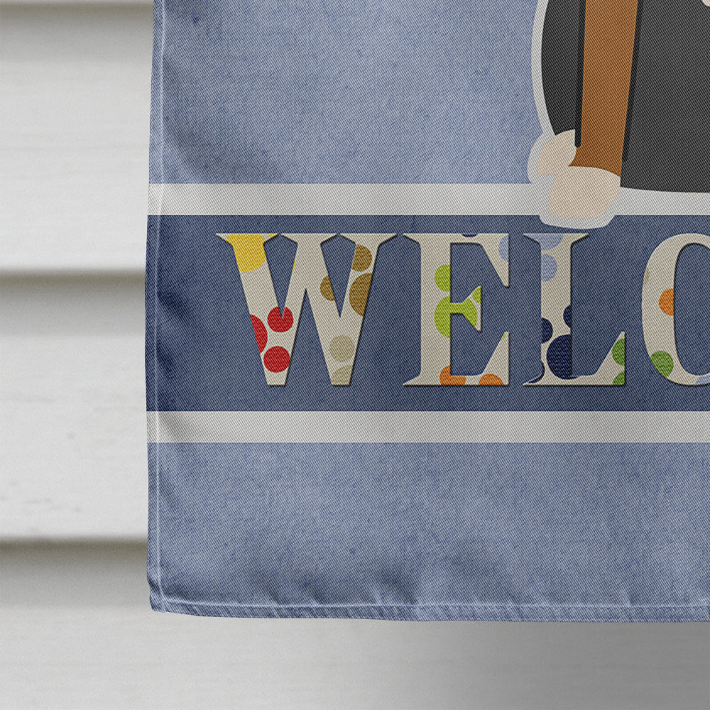 Greater Swiss Mountain Dog Welcome House Flag 28x40 Porch Sleeve Pole Decorative Outside Yard Banner Artwork Wall Hanging, Polyester