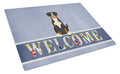 Entlebucher Welcome Cutting Board Tempered Glass Kitchen Cutting Surface, Heat Resistant Chopping, Non-Slip Feet, Food Prep & Serving