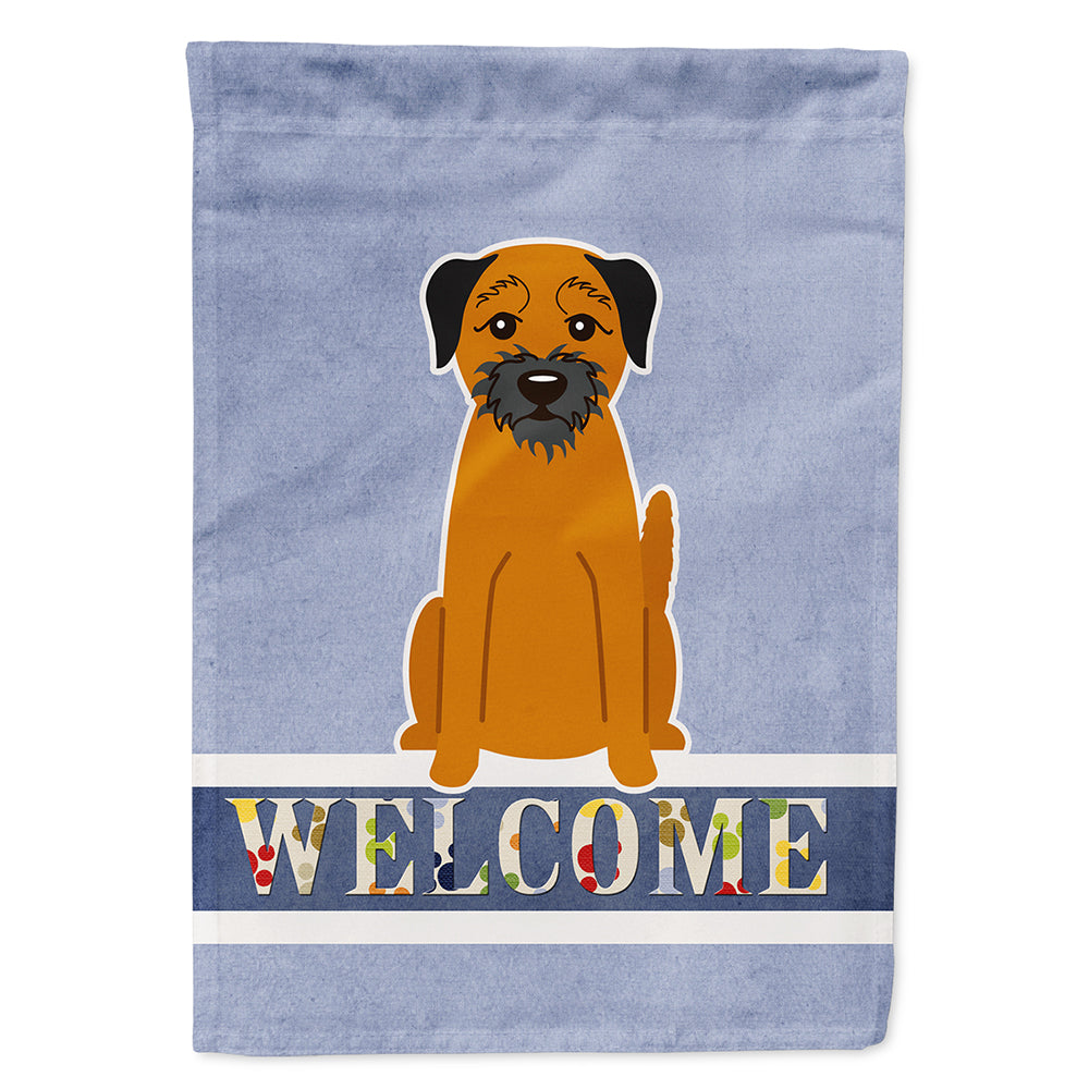 Border Terrier Welcome House Flag 28x40 Porch Sleeve Pole Decorative Outside Yard Banner Artwork Wall Hanging, Polyester