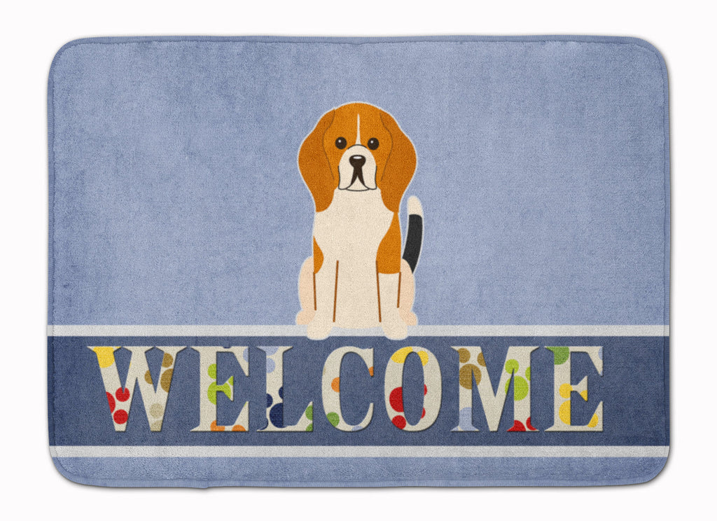 Beagle Tricolor Welcome Memory Foam Kitchen Mat Machine Washable Anti-Fatigue Cushion Comfort Bath or Kitchen Rug