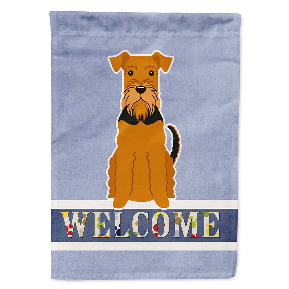 Airedale Welcome House Flag 28x40 Porch Sleeve Pole Decorative Outside Yard Banner Artwork Wall Hanging, Polyester