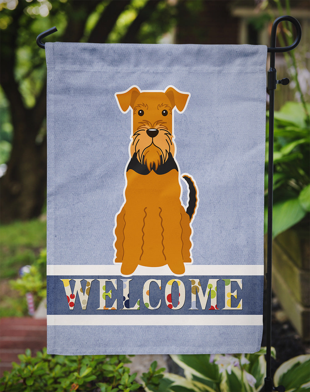 Airedale Welcome Garden Flag Mailbox Decorative Yard Banner Outside Patio Artwork for Flower Beds, Garden Size, Multicolor