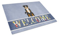 Appenzeller Sennenhund Welcome Cutting Board Tempered Glass Kitchen Cutting Surface, Heat Resistant Chopping, Non-Slip Feet, Food Prep & Serving