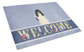 Swiss Hound Welcome Cutting Board Tempered Glass Kitchen Cutting Surface, Heat Resistant Chopping, Non-Slip Feet, Food Prep & Serving