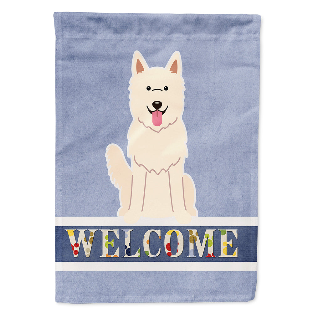 White German Shepherd Welcome House Flag 28x40 Porch Sleeve Pole Decorative Outside Yard Banner Artwork Wall Hanging, Polyester
