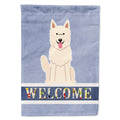 White German Shepherd Welcome House Flag 28x40 Porch Sleeve Pole Decorative Outside Yard Banner Artwork Wall Hanging, Polyester