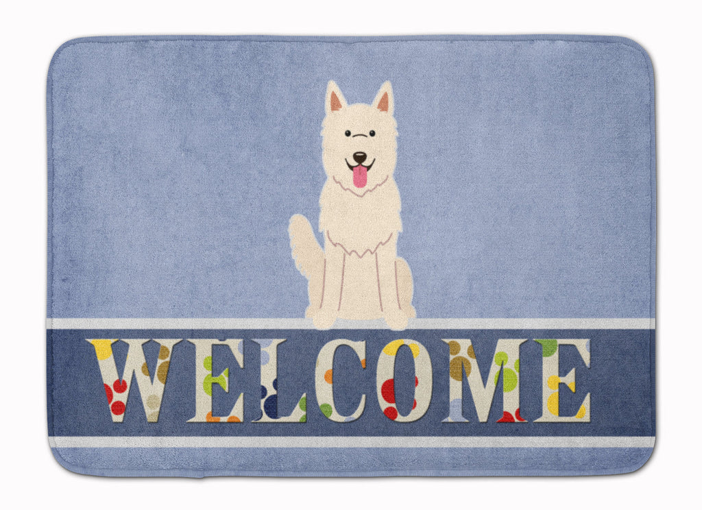 White German Shepherd Welcome Memory Foam Kitchen Mat Machine Washable Anti-Fatigue Cushion Comfort Bath or Kitchen Rug