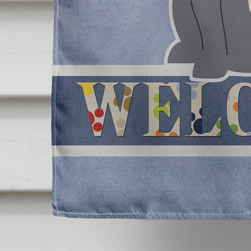 Staffordshire Bull Terrier Blue Welcome House Flag 28x40 Porch Sleeve Pole Decorative Outside Yard Banner Artwork Wall Hanging, Polyester