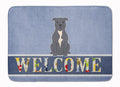 Staffordshire Bull Terrier Blue Welcome Memory Foam Kitchen Mat Machine Washable Anti-Fatigue Cushion Comfort Bath or Kitchen Rug