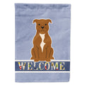 Staffordshire Bull Terrier Brown Welcome House Flag 28x40 Porch Sleeve Pole Decorative Outside Yard Banner Artwork Wall Hanging, Polyester