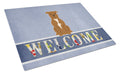 Staffordshire Bull Terrier Brown Welcome Cutting Board Tempered Glass Kitchen Cutting Surface, Heat Resistant Chopping, Non-Slip Feet, Food Prep & Serving