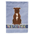 Staffordshire Bull Terrier Chocolate Welcome House Flag 28x40 Porch Sleeve Pole Decorative Outside Yard Banner Artwork Wall Hanging, Polyester