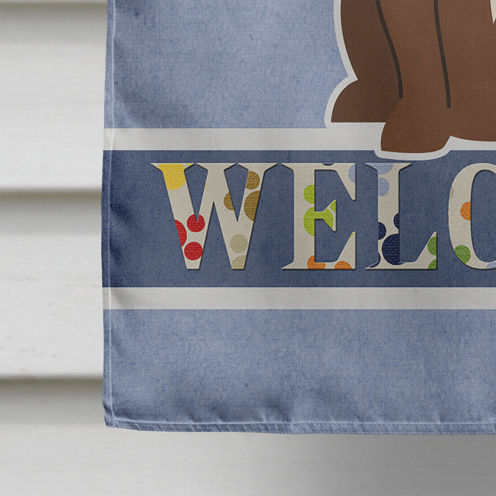Staffordshire Bull Terrier Chocolate Welcome House Flag 28x40 Porch Sleeve Pole Decorative Outside Yard Banner Artwork Wall Hanging, Polyester
