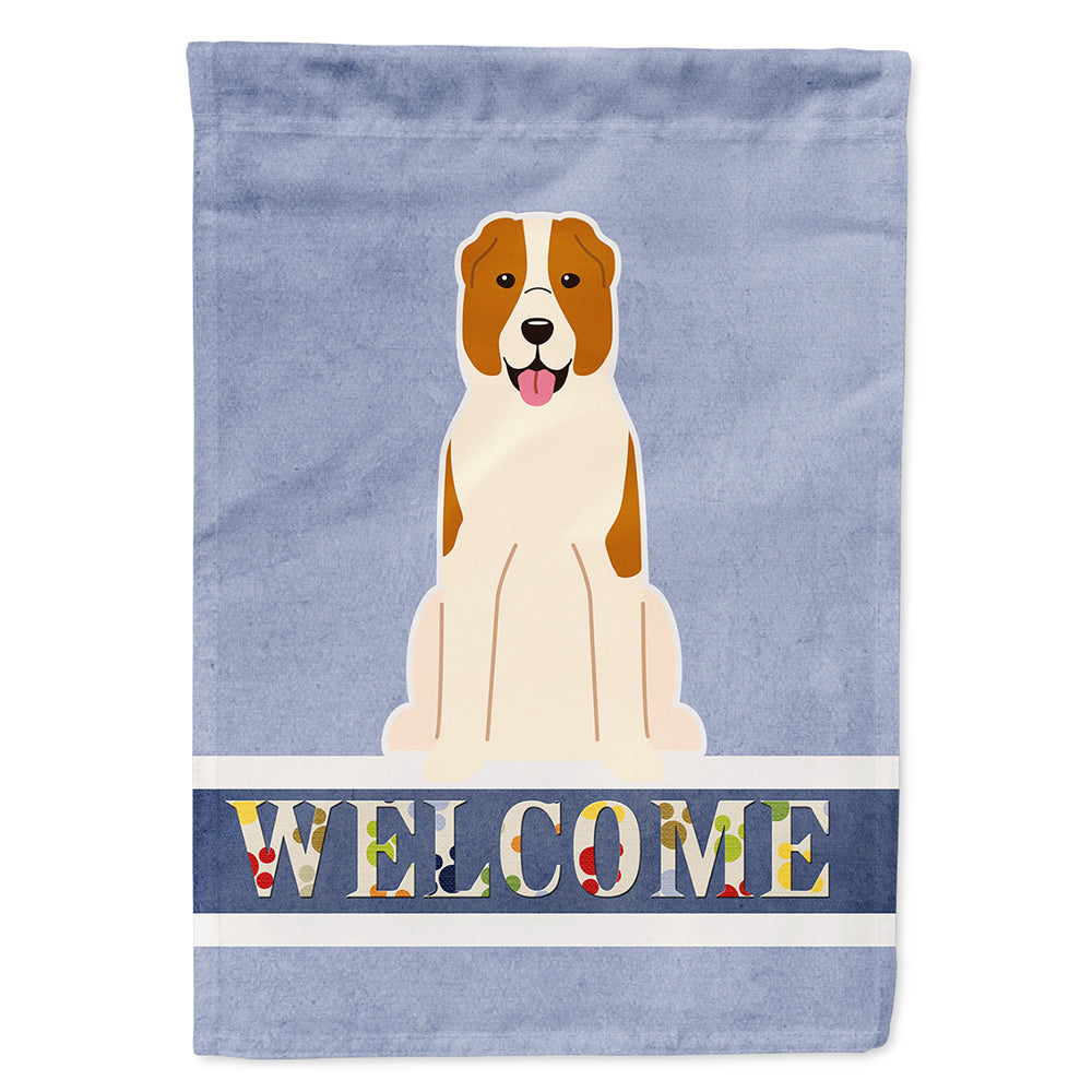Central Asian Shepherd Dog Welcome House Flag 28x40 Porch Sleeve Pole Decorative Outside Yard Banner Artwork Wall Hanging, Polyester