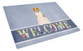 Central Asian Shepherd Dog Welcome Cutting Board Tempered Glass Kitchen Cutting Surface, Heat Resistant Chopping, Non-Slip Feet, Food Prep & Serving