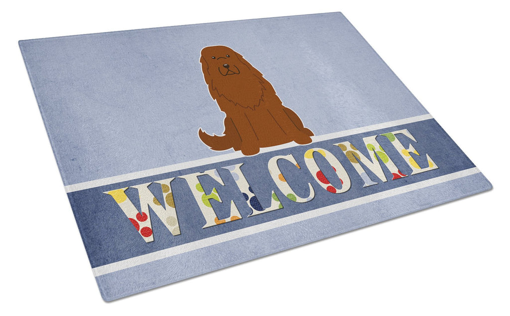 Caucasian Shepherd Dog Welcome Cutting Board Tempered Glass Kitchen Cutting Surface, Heat Resistant Chopping, Non-Slip Feet, Food Prep & Serving