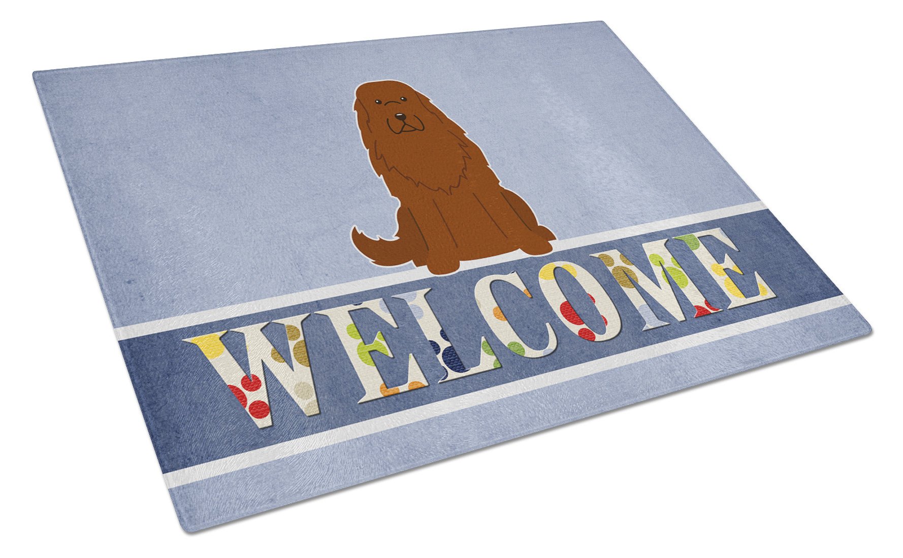 Caucasian Shepherd Dog Welcome Cutting Board Tempered Glass Kitchen Cutting Surface, Heat Resistant Chopping, Non-Slip Feet, Food Prep & Serving
