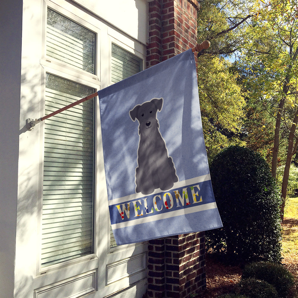 Miniature Schnauzer Black Welcome House Flag 28x40 Porch Sleeve Pole Decorative Outside Yard Banner Artwork Wall Hanging, Polyester