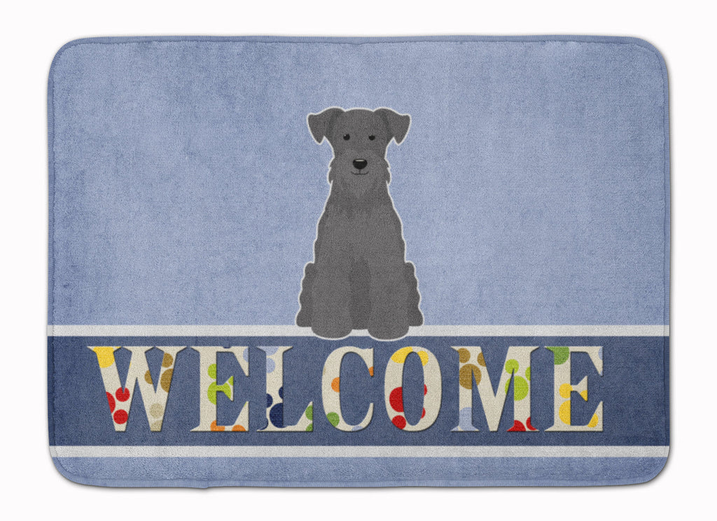 Miniature Schnauzer Black Welcome Memory Foam Kitchen Mat Machine Washable Anti-Fatigue Cushion Comfort Bath or Kitchen Rug