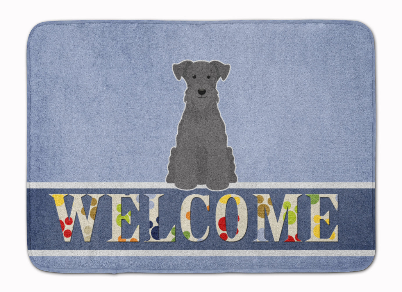 Miniature Schnauzer Black Welcome Memory Foam Kitchen Mat Machine Washable Anti-Fatigue Cushion Comfort Bath or Kitchen Rug