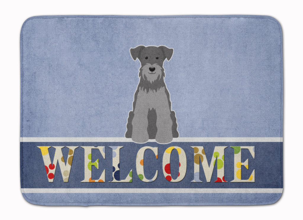 Miniature Schnauzer Black Silver Welcome Memory Foam Kitchen Mat Machine Washable Anti-Fatigue Cushion Comfort Bath or Kitchen Rug