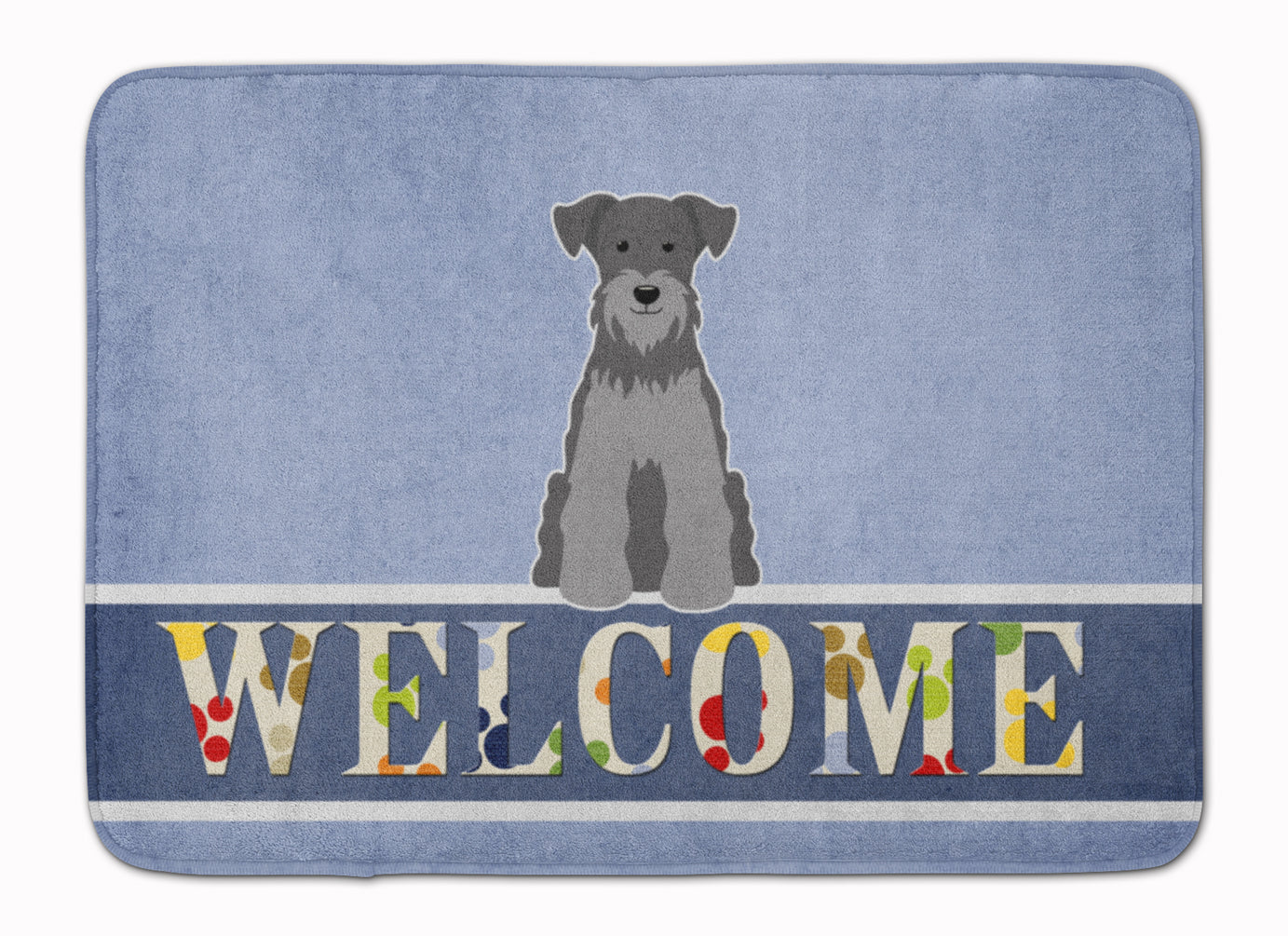 Miniature Schnauzer Black Silver Welcome Memory Foam Kitchen Mat Machine Washable Anti-Fatigue Cushion Comfort Bath or Kitchen Rug