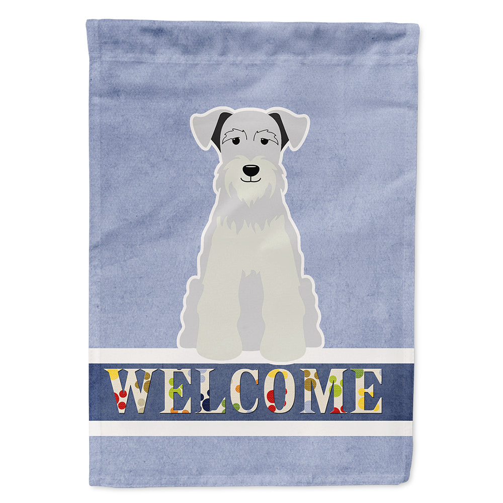 Miniature Schnauzer White Welcome House Flag 28x40 Porch Sleeve Pole Decorative Outside Yard Banner Artwork Wall Hanging, Polyester