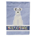 Miniature Schnauzer White Welcome House Flag 28x40 Porch Sleeve Pole Decorative Outside Yard Banner Artwork Wall Hanging, Polyester