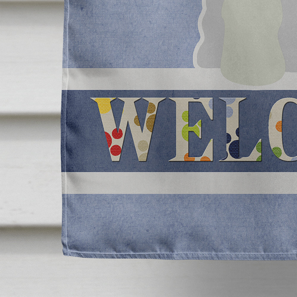 Miniature Schnauzer White Welcome House Flag 28x40 Porch Sleeve Pole Decorative Outside Yard Banner Artwork Wall Hanging, Polyester