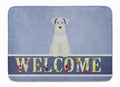 Miniature Schnauzer White Welcome Memory Foam Kitchen Mat Machine Washable Anti-Fatigue Cushion Comfort Bath or Kitchen Rug