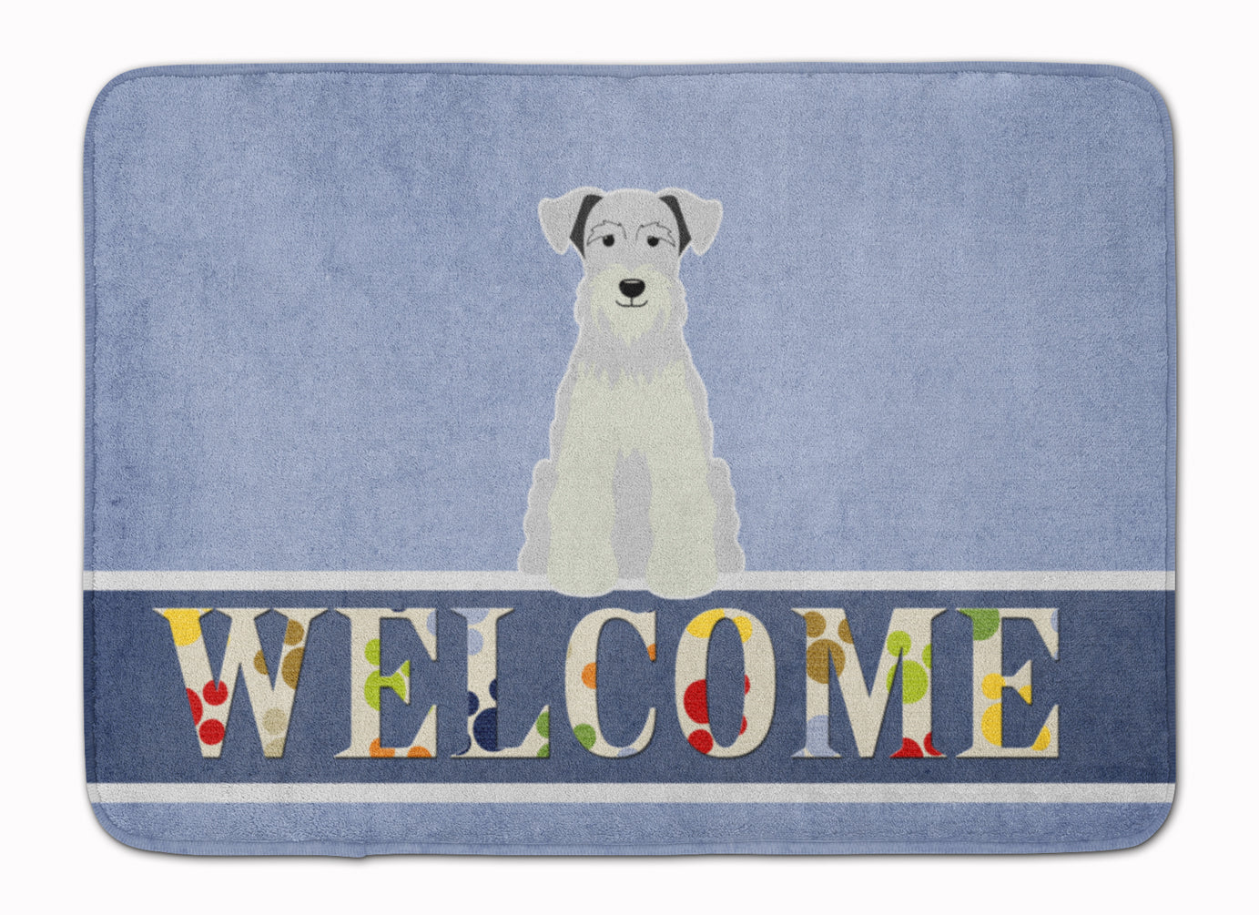Miniature Schnauzer White Welcome Memory Foam Kitchen Mat Machine Washable Anti-Fatigue Cushion Comfort Bath or Kitchen Rug
