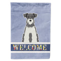 Miniature Schnauzer Salt and Pepper Welcome House Flag 28x40 Porch Sleeve Pole Decorative Outside Yard Banner Artwork Wall Hanging, Polyester