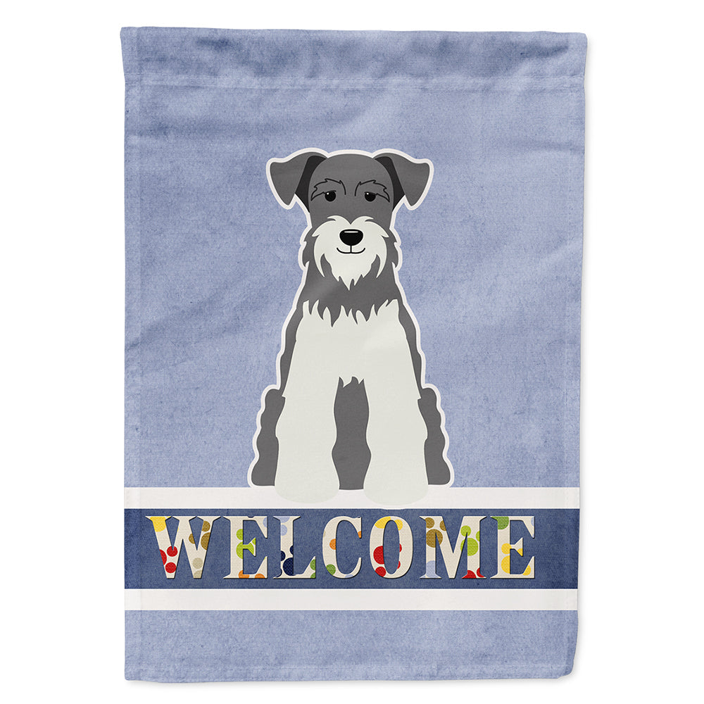 Miniature Schnauzer Salt and Pepper Welcome House Flag 28x40 Porch Sleeve Pole Decorative Outside Yard Banner Artwork Wall Hanging, Polyester