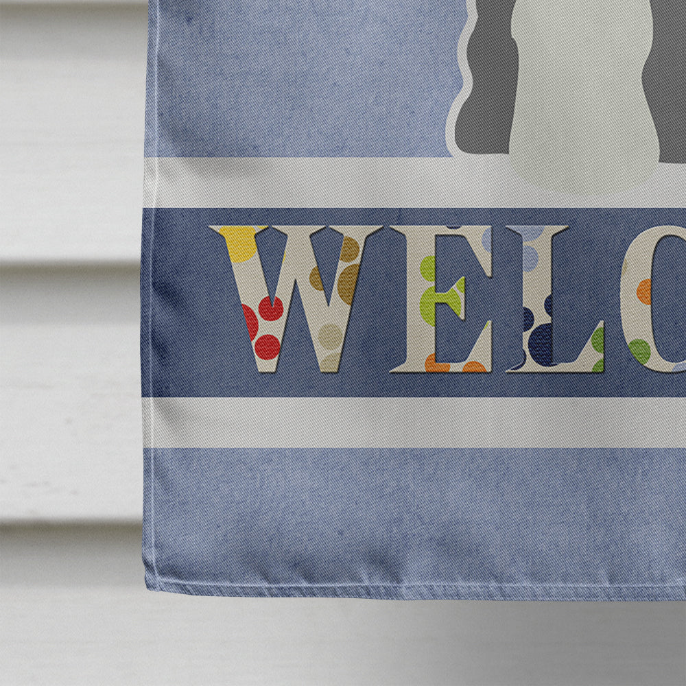 Miniature Schnauzer Salt and Pepper Welcome House Flag 28x40 Porch Sleeve Pole Decorative Outside Yard Banner Artwork Wall Hanging, Polyester