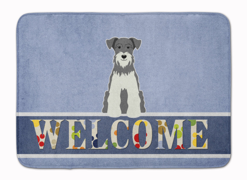 Miniature Schnauzer Salt and Pepper Welcome Memory Foam Kitchen Mat Machine Washable Anti-Fatigue Cushion Comfort Bath or Kitchen Rug