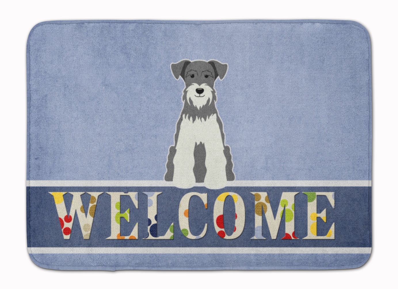 Miniature Schnauzer Salt and Pepper Welcome Memory Foam Kitchen Mat Machine Washable Anti-Fatigue Cushion Comfort Bath or Kitchen Rug