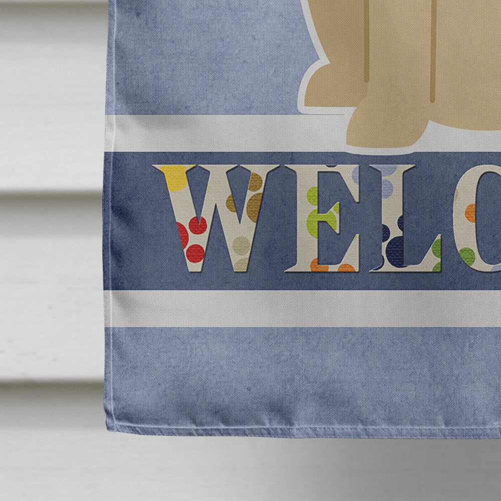 Yellow Labrador Welcome House Flag 28x40 Porch Sleeve Pole Decorative Outside Yard Banner Artwork Wall Hanging, Polyester