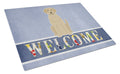 Yellow Labrador Welcome Cutting Board Tempered Glass Kitchen Cutting Surface, Heat Resistant Chopping, Non-Slip Feet, Food Prep & Serving
