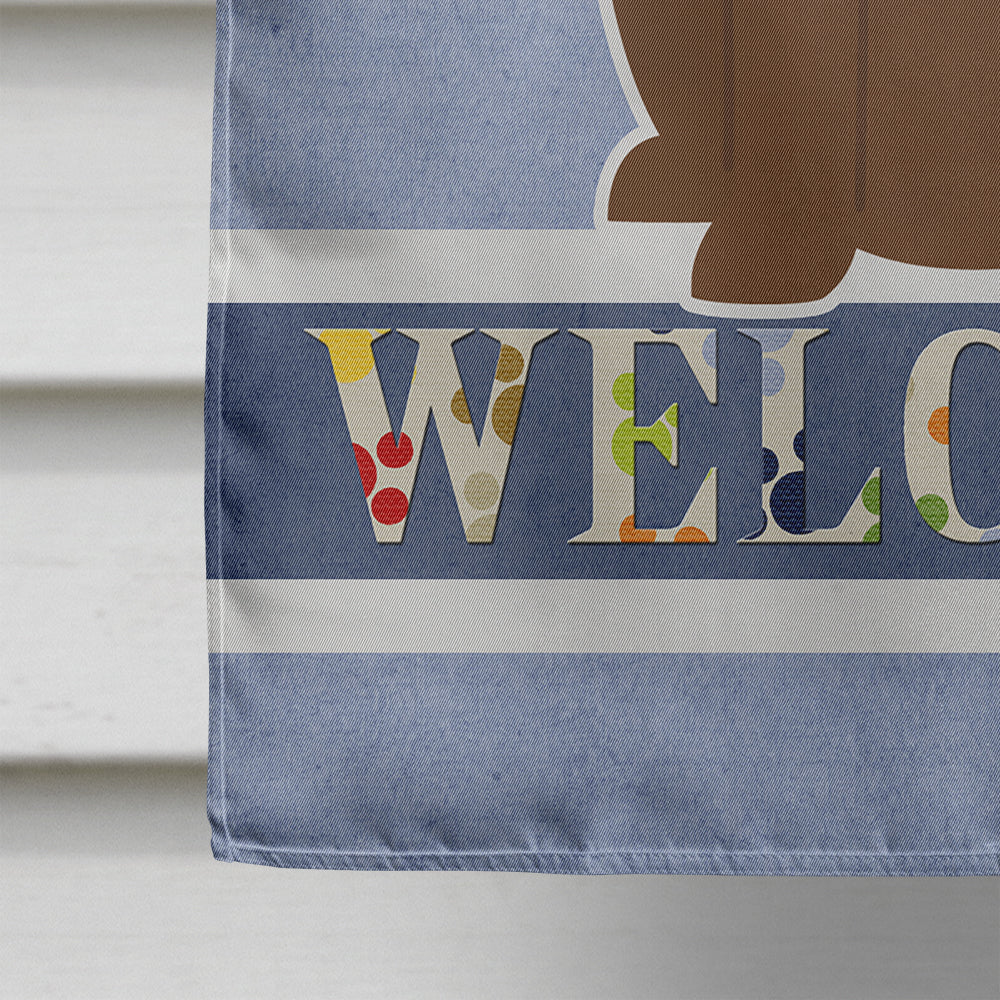 Chocolate Labrador Welcome House Flag 28x40 Porch Sleeve Pole Decorative Outside Yard Banner Artwork Wall Hanging, Polyester