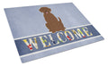 Chocolate Labrador Welcome Cutting Board Tempered Glass Kitchen Cutting Surface, Heat Resistant Chopping, Non-Slip Feet, Food Prep & Serving