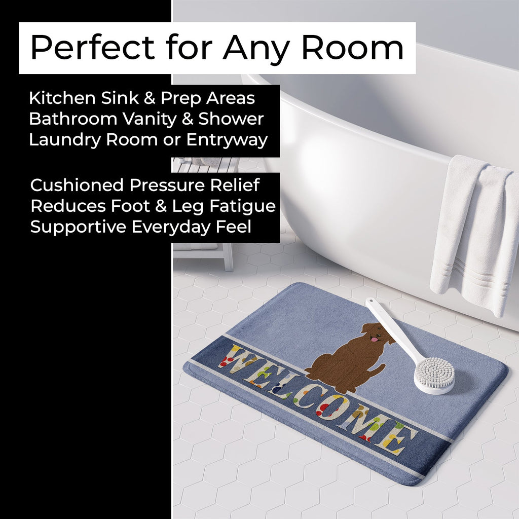 Chocolate Labrador Welcome Memory Foam Kitchen Mat Machine Washable Anti-Fatigue Cushion Comfort Bath or Kitchen Rug