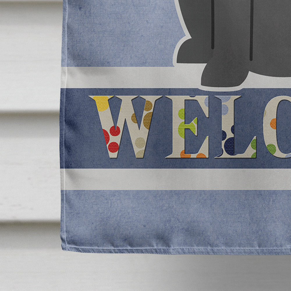 Black Labrador Welcome House Flag 28x40 Porch Sleeve Pole Decorative Outside Yard Banner Artwork Wall Hanging, Polyester