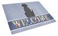 Black Labrador Welcome Cutting Board Tempered Glass Kitchen Cutting Surface, Heat Resistant Chopping, Non-Slip Feet, Food Prep & Serving