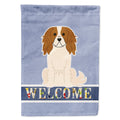 Cavalier Spaniel Welcome House Flag 28x40 Porch Sleeve Pole Decorative Outside Yard Banner Artwork Wall Hanging, Polyester